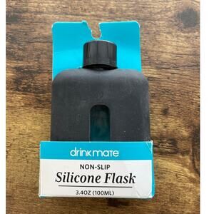Drinkmare Black Glass Non-Slip Silicone Flask 3.4oz Camping/Outdoors/Travel/New